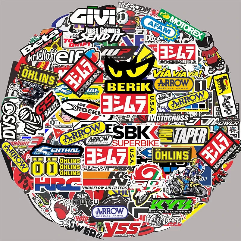 40/80pcs Car Bike Helmet Tank Racing Sponsor Logo Set Motorcycle Stickers Moto For Honda Yamaha Kawasaki Suzuki Motocross Decals