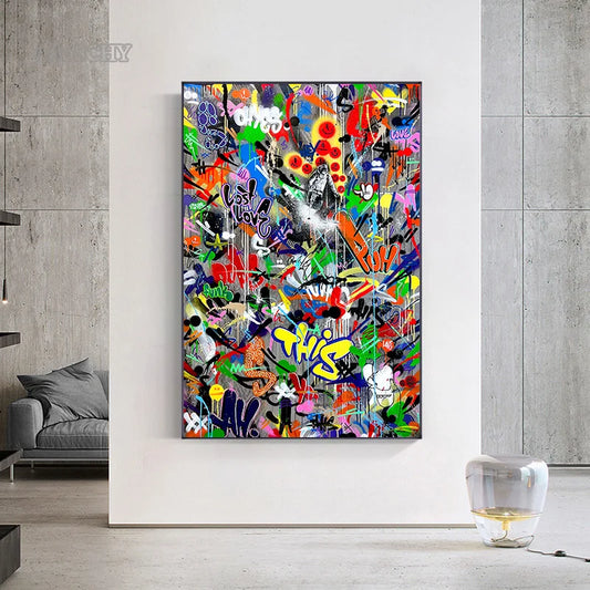 Street Graffit Artwork Canvas Print Art Poster Abstract Pop Art Canvas Painting Cuadros Wall Art Picture for Home Corridor Decor