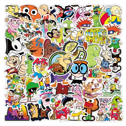 50PCS Cartoon Classic Animation Personalized Graffiti Creative Stickers Refrigerator Table Car  Skateboard Waterproof Decoration