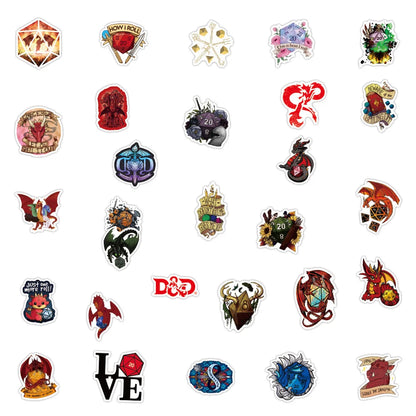 50PCS Game Dragon and Dungeon Ol Graffiti Sticker Waterproof Suitcase Notebook Skateboard Water Cup Refrigerator Stickers