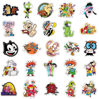 50PCS Cartoon Classic Animation Personalized Graffiti Creative Stickers Refrigerator Table Car  Skateboard Waterproof Decoration