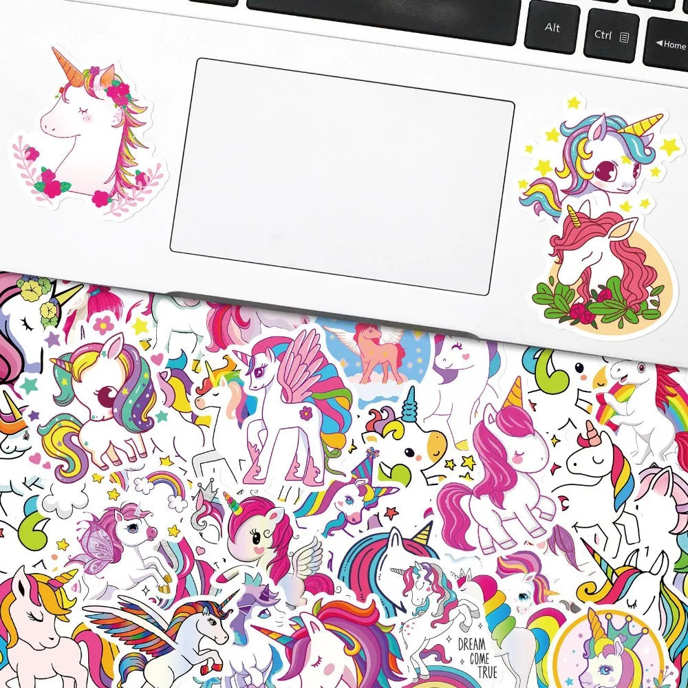 50PCS Cute The Unicorn Stickers Kawaii Waterproof Graffiti Vinyl Decals for Laptop Guitar Suitcase Skateboard Kids Gift