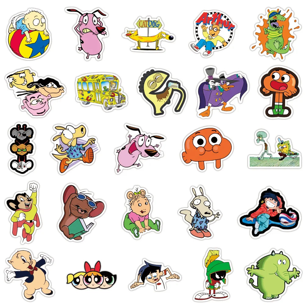 50PCS Cartoon Classic Animation Personalized Graffiti Creative Stickers Refrigerator Table Car  Skateboard Waterproof Decoration