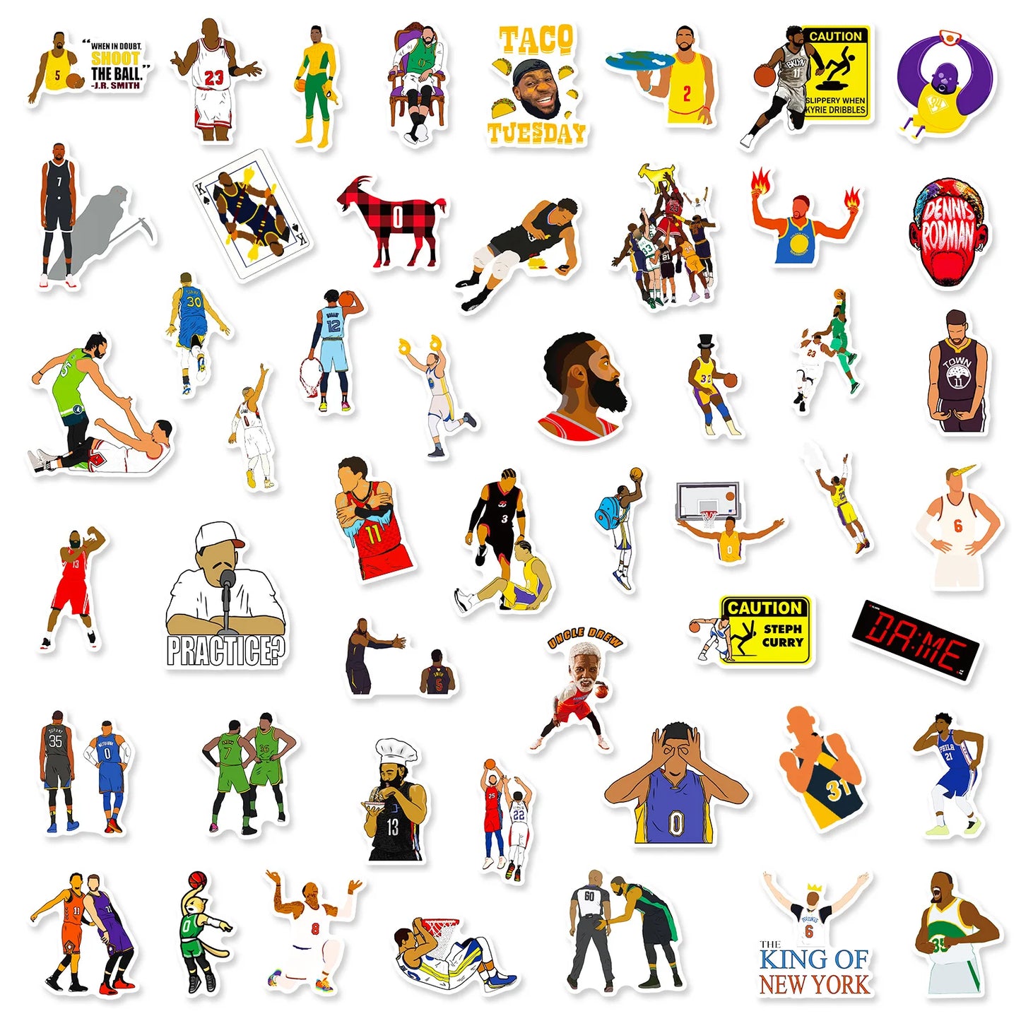 50pcs Basketball Star Stickers, Sports Stickers Variety Vinyl for Water Bottle, Skateboard, Refrigerator, Hydro Flasks