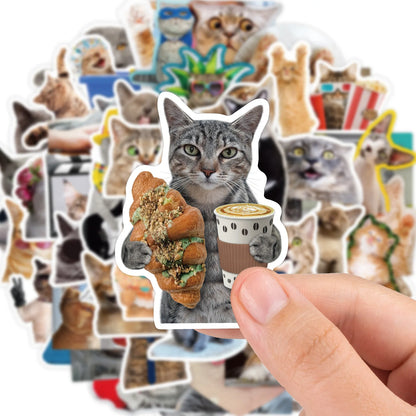 10/30/65pcs Funny Cat Stickers Kawaii Cute Cartoon Decals DIY Skateboard Notebook Luggage Phone Fridge Bike PVC Car Sticker Toys