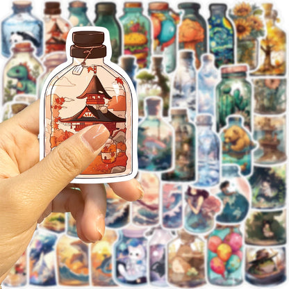 50pcs INS Drink Bottle With Anime Cartoon Things Stickers For Party Gift Skateboard Scrapbooking Laptop Suitcase Toys