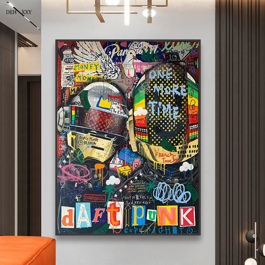 Street Graffiti Art Daft Punk Forever Poster Print Wall Art Canvas Painting One More Time Money Mural Picture Home Decor Cuadros