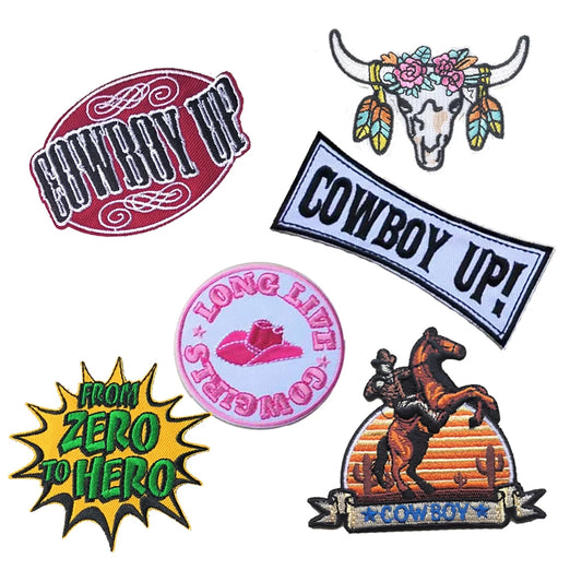 Western Cowboy And Cowgirl Emblem Clothing Accessories Badge Sticker Embroidered Embroidery Sticker Iron-on Patches