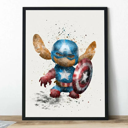 Watercolor Graffiti Art Prints Deadpool Lilo And Stitch Poster Funny Disney Cute Monster Canvas Wall Painting For Living Room