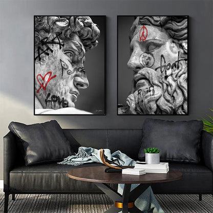 Graffiti David Statue Wall Art Poster Pop High End Mural Modern Home Decor Canvas Painting Picture Prints Living Room Decorate