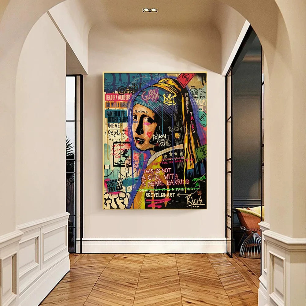 Abstract Icon Monalisa Graffiti Poster Famous Painting Canvas Print Street Pop Art Wall Picture For Living Room Home Decoration