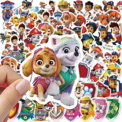 50pcs Paw Patrol Kids Classic Toy Stickers Cartoon Computer Water Cup Guitar Luggage Without Leaving Glue DIY Waterproof Sticker