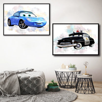 MINISO Disney Cars Watercolor Cartoon Anime Wall Art Poster Prints Modern Home Living Room Decor Canvas Painting Mural Picture