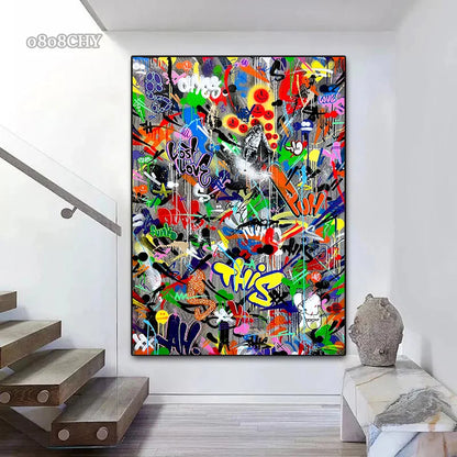 Street Graffit Artwork Canvas Print Art Poster Abstract Pop Art Canvas Painting Cuadros Wall Art Picture for Home Corridor Decor