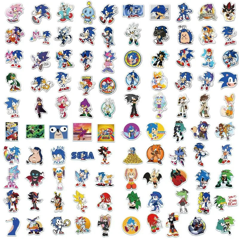 50Pcs/Set Cartoon Sonic Stickers Hedgehog Anime Toys Cartoon Graffiti Sticker for Water Bottle Laptop Luggage