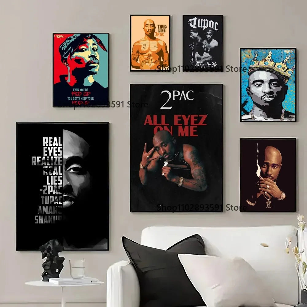 1pc Famous Hip Hop Rap Tupac Shakur Poster Paper Print Home Bedroom Entrance Bar Cafe Art Painting Decoration