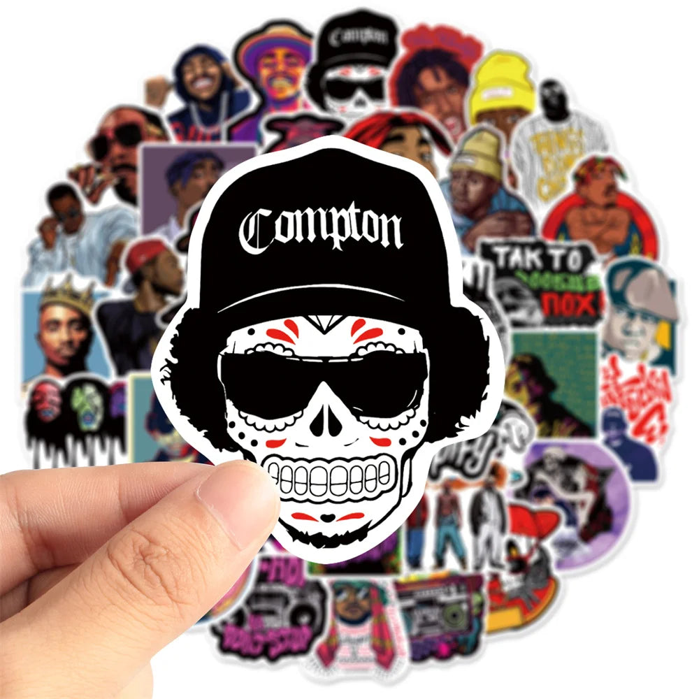 50PCS East West Coast Rap Graffiti Sticker Suitcase Guitar Car Computer Waterproof Refrigerator Water Cup Helmet Stickers