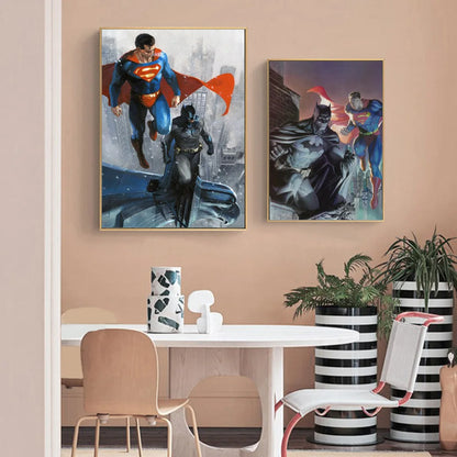 Dc Comic Canvas Prints Superman And Batman Cartoon Posters Superhero Justice League Wall Art Painting For Home Decoration