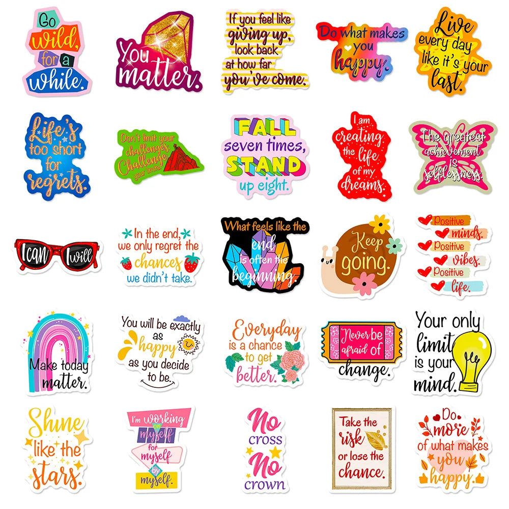 10/30/50/100pcs Motivational Phrases Sticker Inspirational Quotes Stickers Laptop Study Room Scrapbooking Office Graffiti Decals