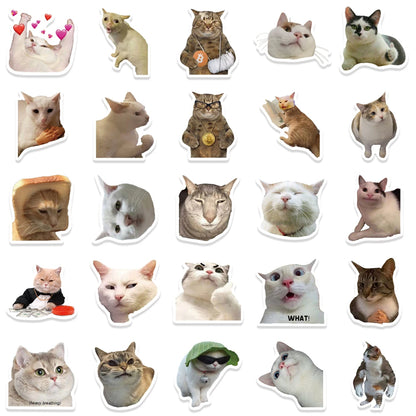 50PCS Cute Cat Stickers Vinyl Waterproof Funny Cats Decals for Water Bottle Laptop Skateboard Scrapbook Luggage Kids Toys