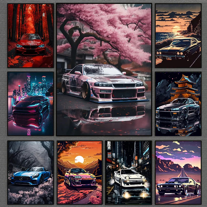 Trending Cars Retro Poster Nissan Skyline Supercar Famous GTR Car  Modern Wall Art Picture Canvas Painting Print Room Home Decor