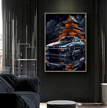 Trending Cars Retro Poster Nissan Skyline Supercar Famous GTR Car  Modern Wall Art Picture Canvas Painting Print Room Home Decor