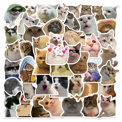 50PCS Cute Cat Stickers Vinyl Waterproof Funny Cats Decals for Water Bottle Laptop Skateboard Scrapbook Luggage Kids Toys