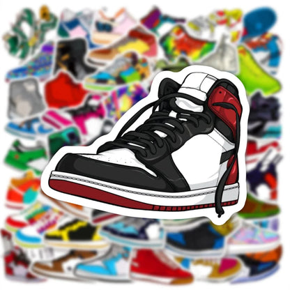 50PCS New Trendy Cool Skateboard Animation Cartoon Sneakers Graffiti Helmet Cup Cell Phone Waterproof PVC Toys Reward Stickers