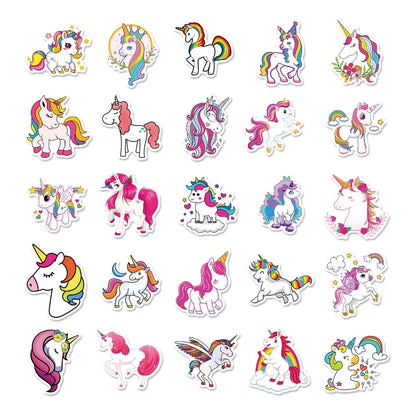 50PCS Cute The Unicorn Stickers Kawaii Waterproof Graffiti Vinyl Decals for Laptop Guitar Suitcase Skateboard Kids Gift