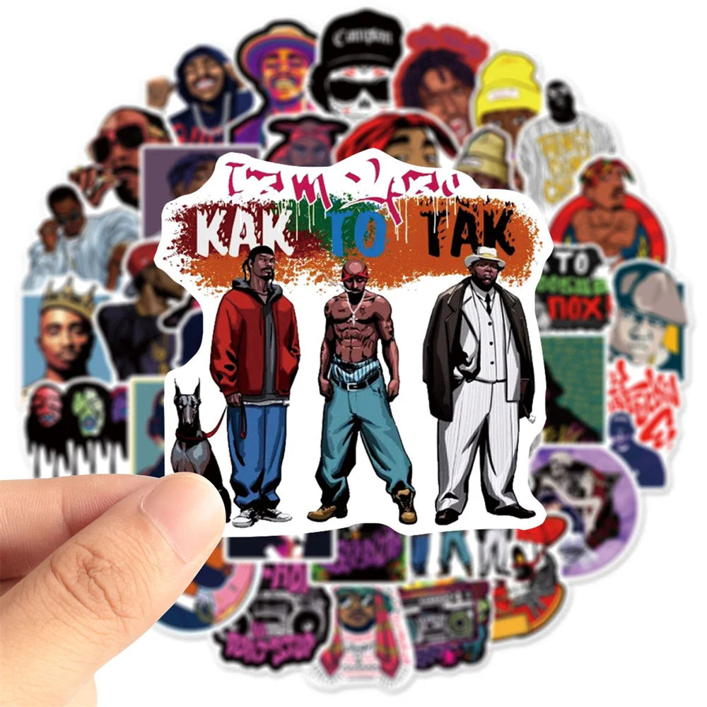 50PCS East West Coast Rap Graffiti Sticker Suitcase Guitar Car Computer Waterproof Refrigerator Water Cup Helmet Stickers