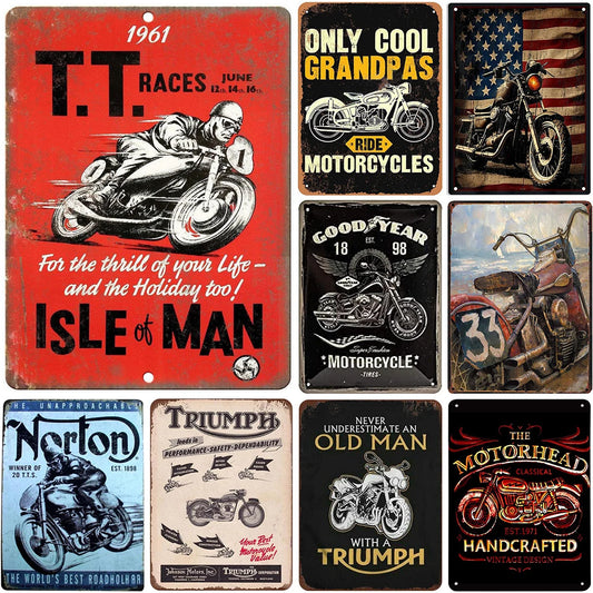 Vintage Metal Tin Signs Only Cool Grandpas Ride Motorcycle Wall Decor for Home Bars Garage Cafe Clubs Pubs Retro Posters Plaque