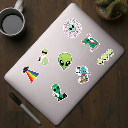 50PCS Cartoon Alien Graffiti Waterproof Stickers Creative Trendy Fridge Skateboard Mug Guitar Helmet Guitar  Decoration Stickers